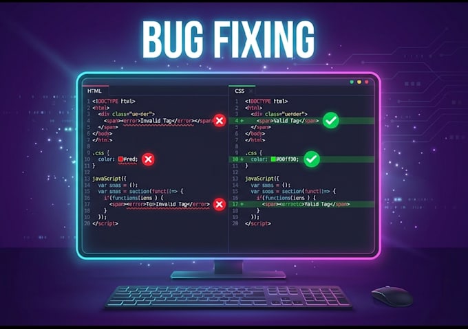 fix bugs and errors in your HTML CSS javascript website fast