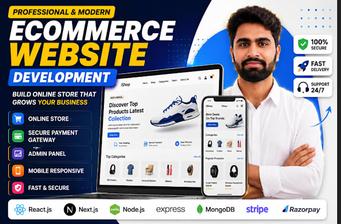 create a professional ecommerce website with admin panel and payment gate