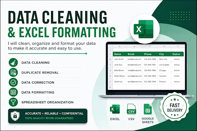 clean, format and fix your excel or CSV data