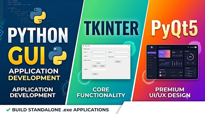build modern desktop gui applications using pyqt5 or tkinter