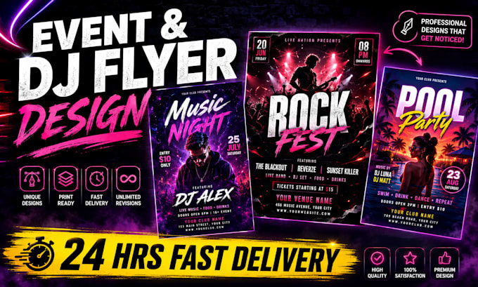design event club dj concert flyer or brochure