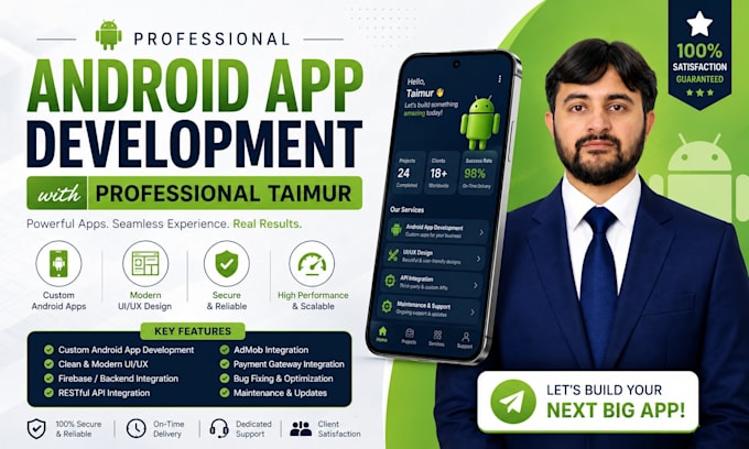 develop a professional native android app in java or kotlin