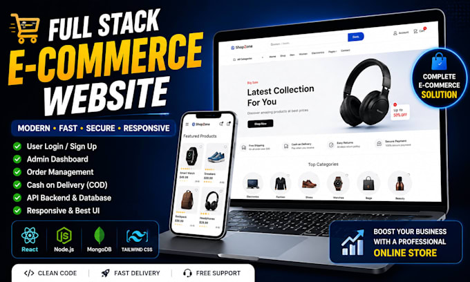 build a professional full stack ecommerce website with admin panel