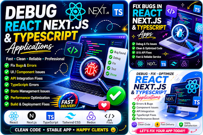 debug react nextjs and typescript applications