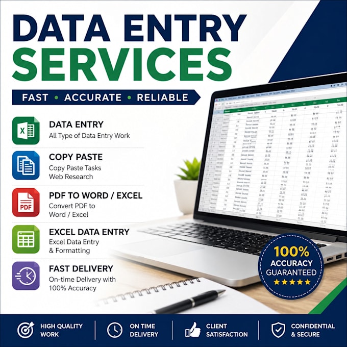 do accurate data entry, copy paste and typing work