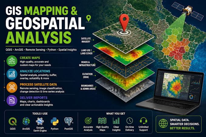 do gis mapping, geospatial analysis, remote sensing, and data visualization
