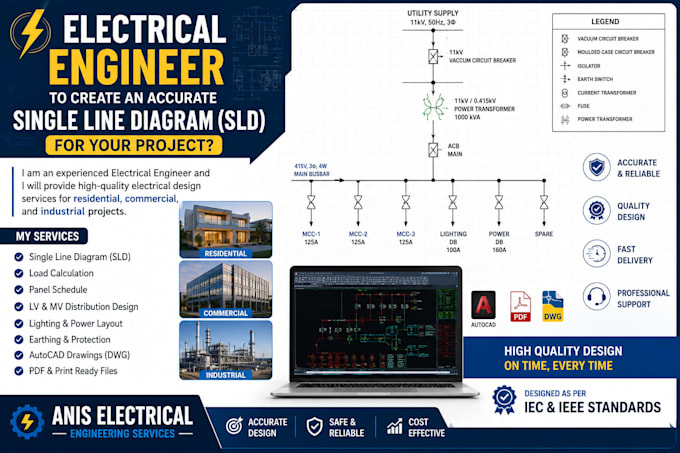 create professional electrical single line diagram sld