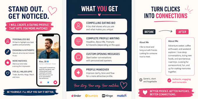 create an attractive dating profile and bio
