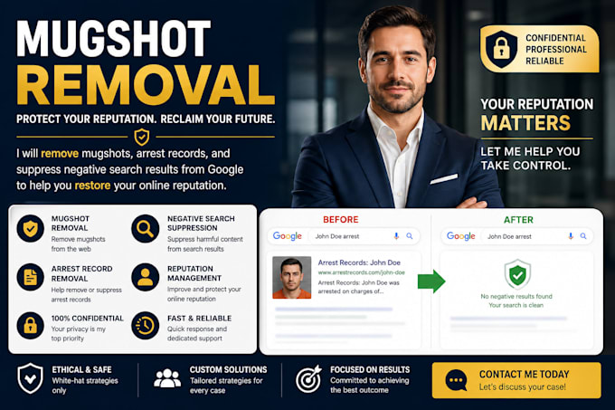 remove mugshots, arrest records, and suppress negative search results