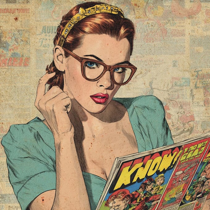 draw comic cover with vintage retro style