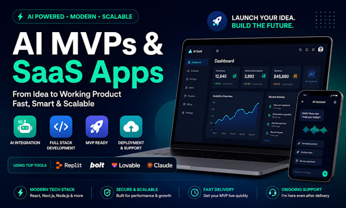 develop, fix and optimize mvp apps using lovable, replit, bolt and claude