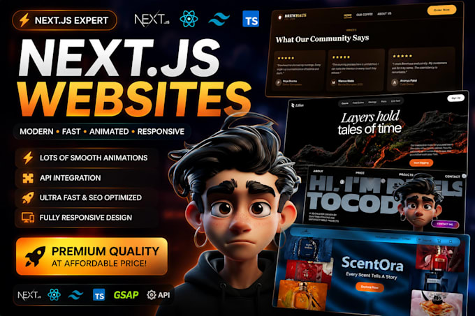 website development, animated websites, frontend nextjs