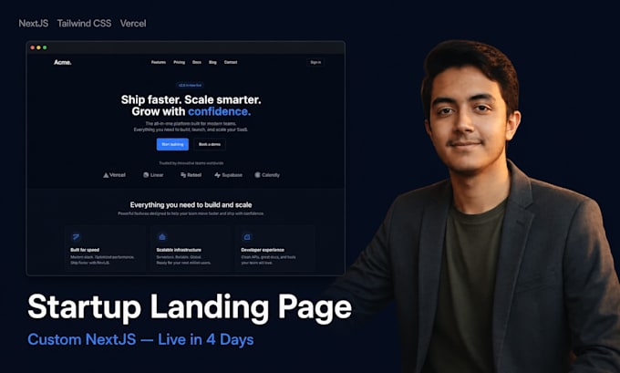 build a modern nextjs landing page for your startup or saas