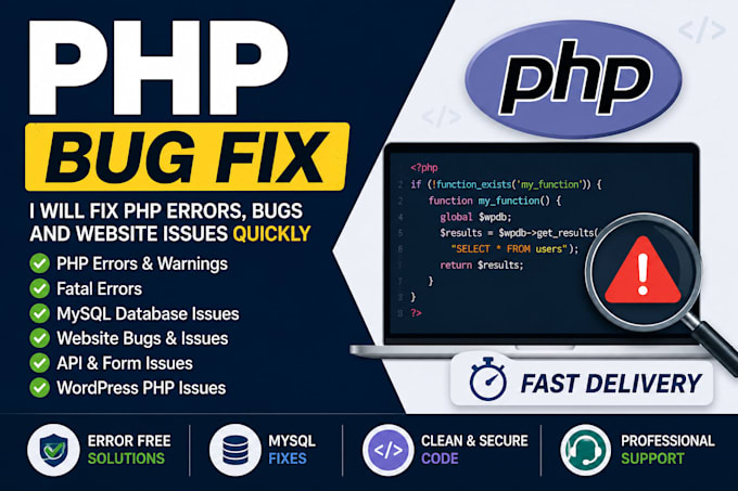 fix PHP, wordpress and mysql errors professionally