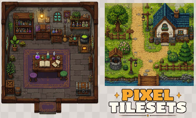 create custom pixel art tilesets and game environment assets