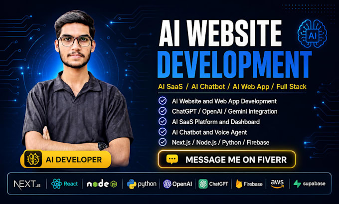 build ai website, ai chatbot, ai saas app, web application, full stack developer