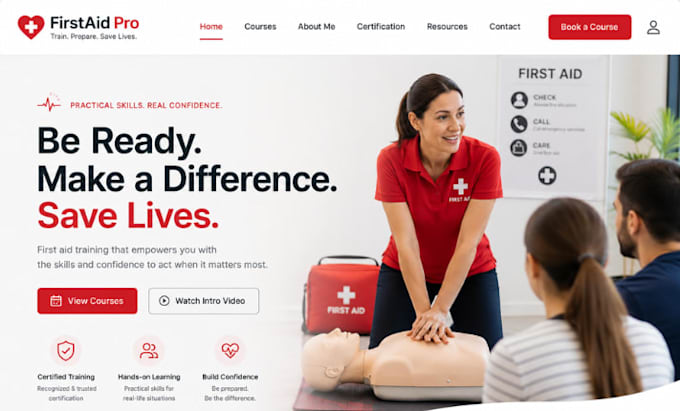 build squarespace health safety trainer website cpr instructor first aid trainer