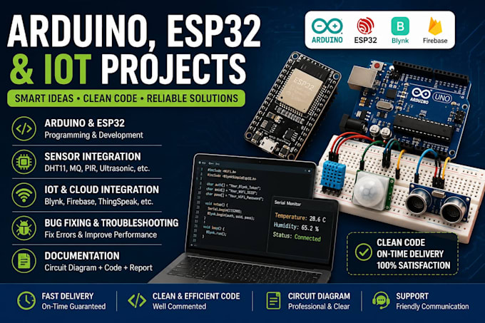 build arduino, esp32 and iot projects with code and documentations