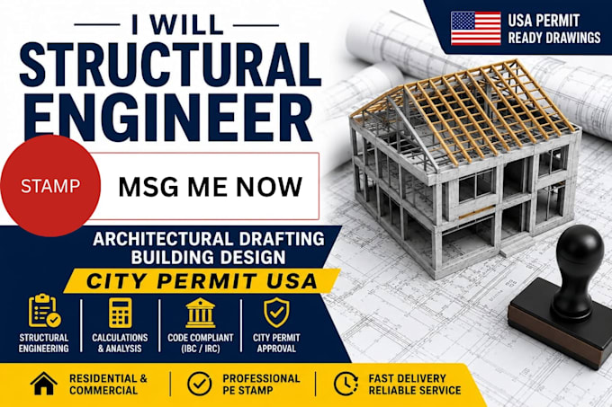 structural engineer stamp architectural drafting building design city permit USA