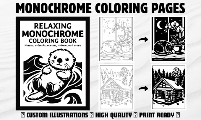 create custom monochrome coloring pages for amazon KDP
