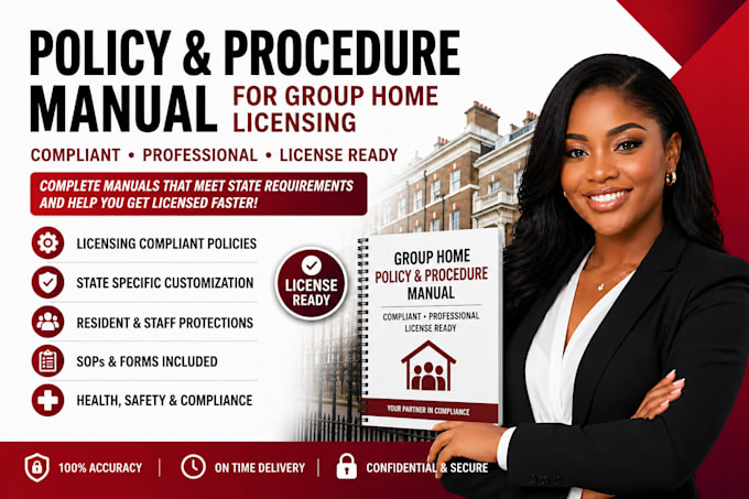 write a compliant group homecare policy and procedure manual for licensing