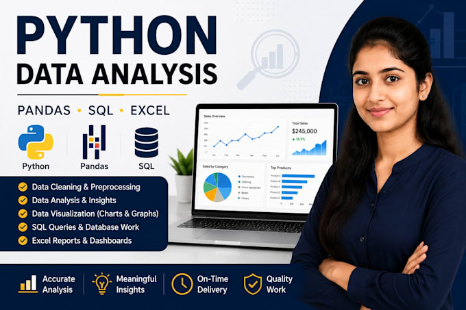 do data analysis, python, sql, excel and data visualization