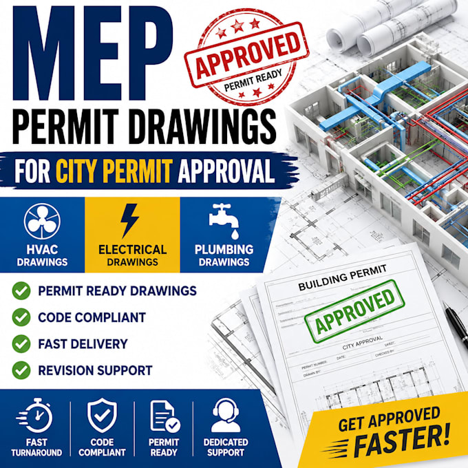 create mep permit drawings for city permit approval