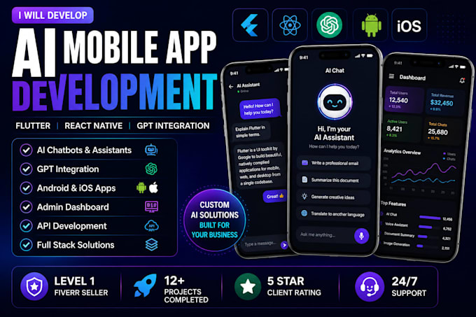 develop ai mobile app, ai chatbot app for android and ios