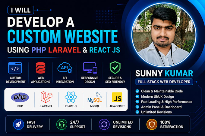 develop a custom website using PHP laravel and react js