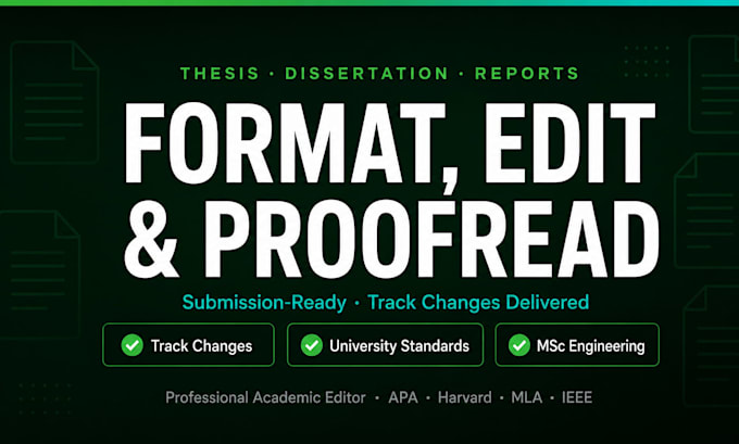 format, edit and proofread your thesis, dissertation and reports professionally