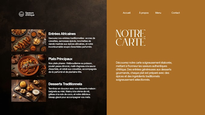 design a modern restaurant menu
