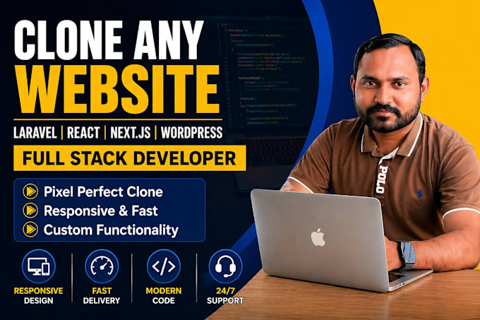 clone, replicate, redesign any website in laravel, react, nextjs or wordpress