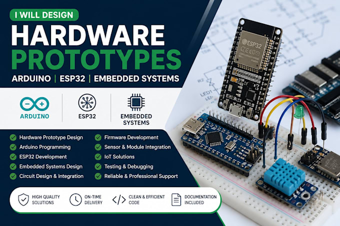 design hardware prototypes, arduino, esp32, and embedded systems