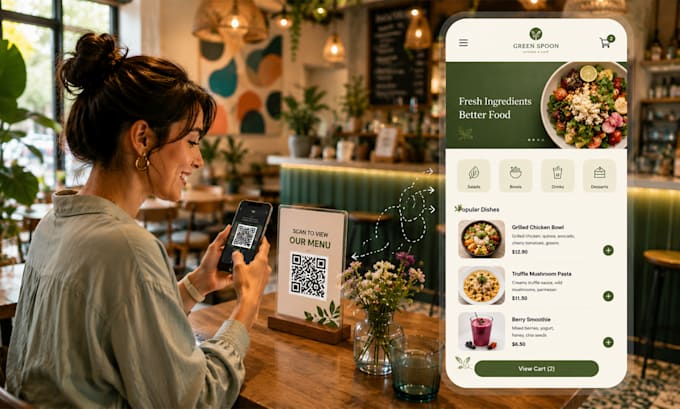 design modern qr code menu website