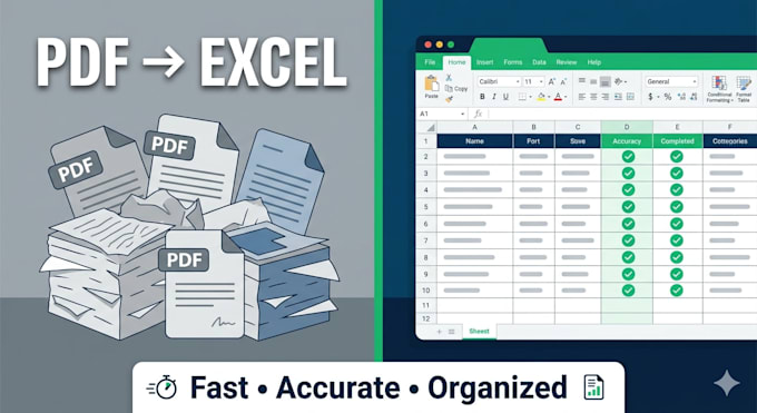 convert PDF, scanned image, or handwritten data to clean excel sheets