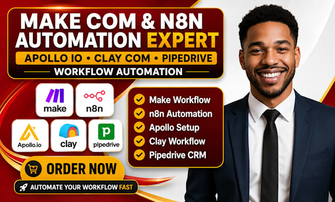 setup make com apollo io clay com pipedrive n8n workflow automation