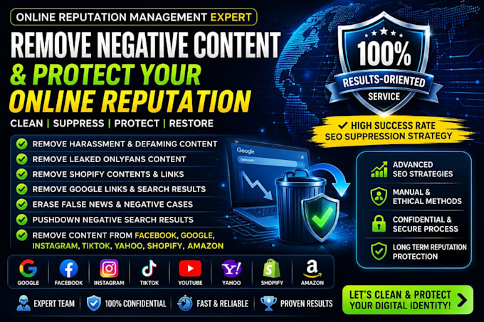 remove negative harrasing defaming content from social media