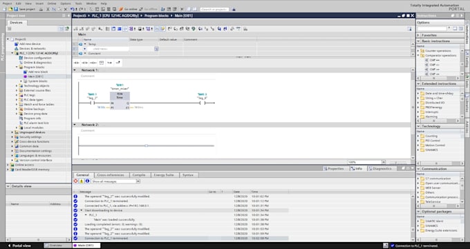 program siemens plc, motor control and hmi in tia portal