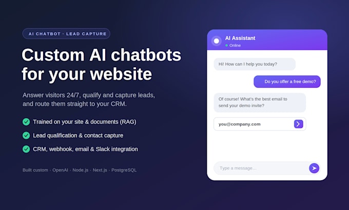 build ai chatbot or lead capture agent for your website