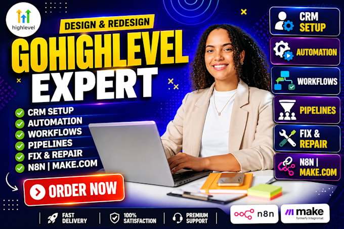setup gohighlevel CRM automation fix workflows pipelines n8n make com automation