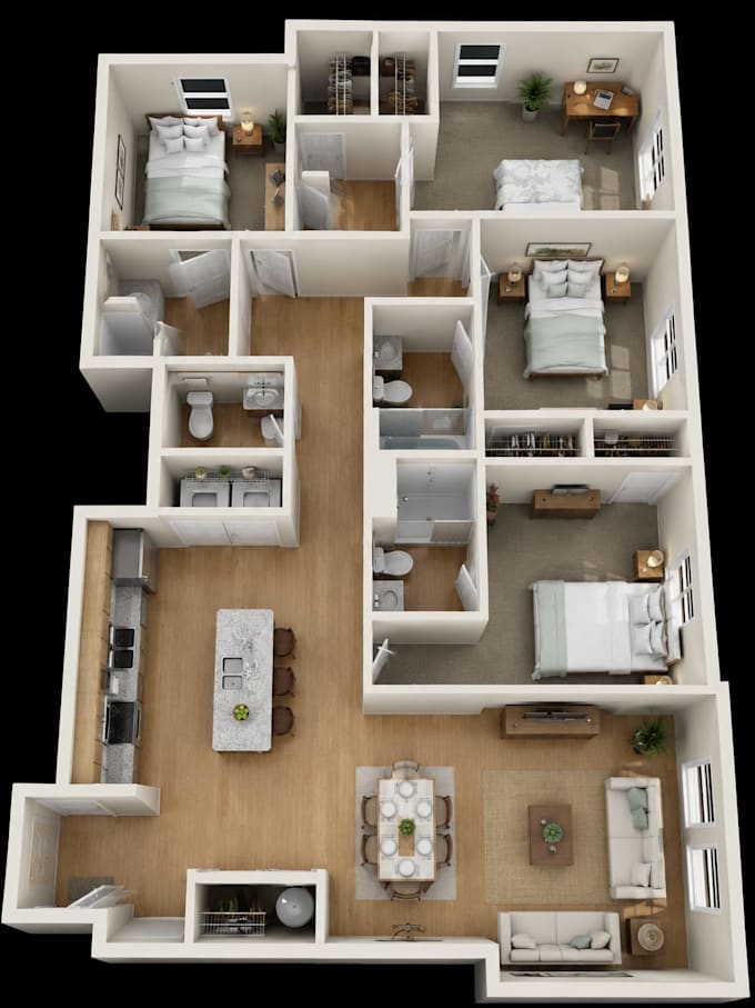 convert your 2d floor plan into a realistic 3d house model