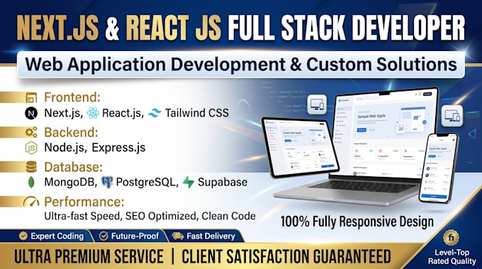 be your full stack web developer in next js react node js