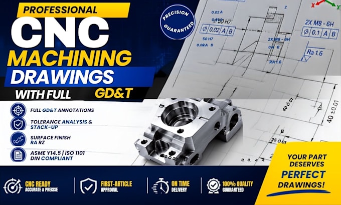 create mechanical technical drawings, gdt and manufacturing drawings in autocad