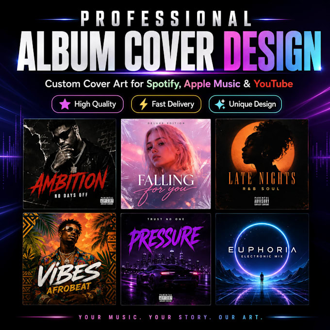 design a modern rap, trap or r and b album cover art