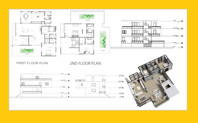 do autocad 2d floor plan, 3d floor plan design