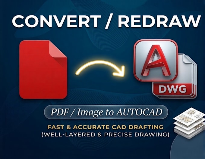 convert PDF, image, or hand sketch to autocad dwg
