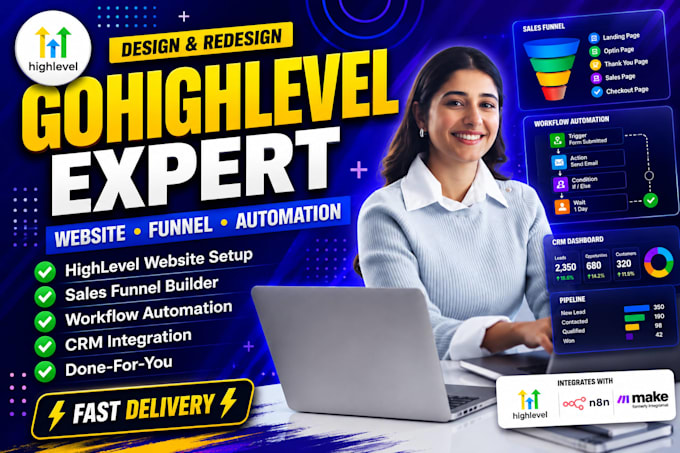be your gohighlevel expert to setup highlevel website funnel workflow automation