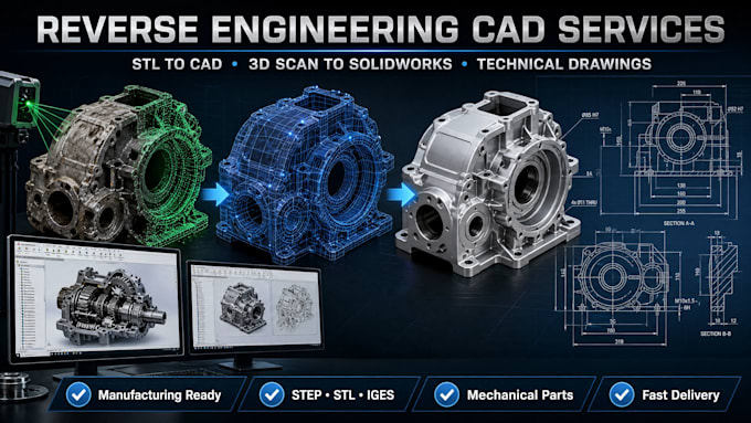 reverse engineer stl scan image or solidwork cad model