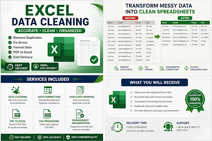 clean, format, organize and fix excel spreadsheets