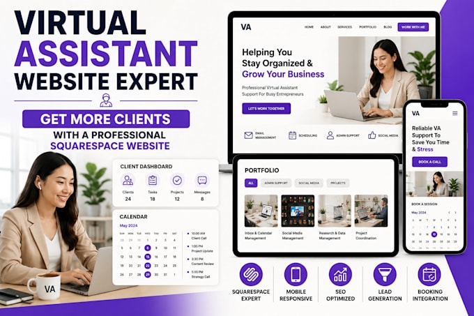 build squarespace website for virtual assistants and consultant